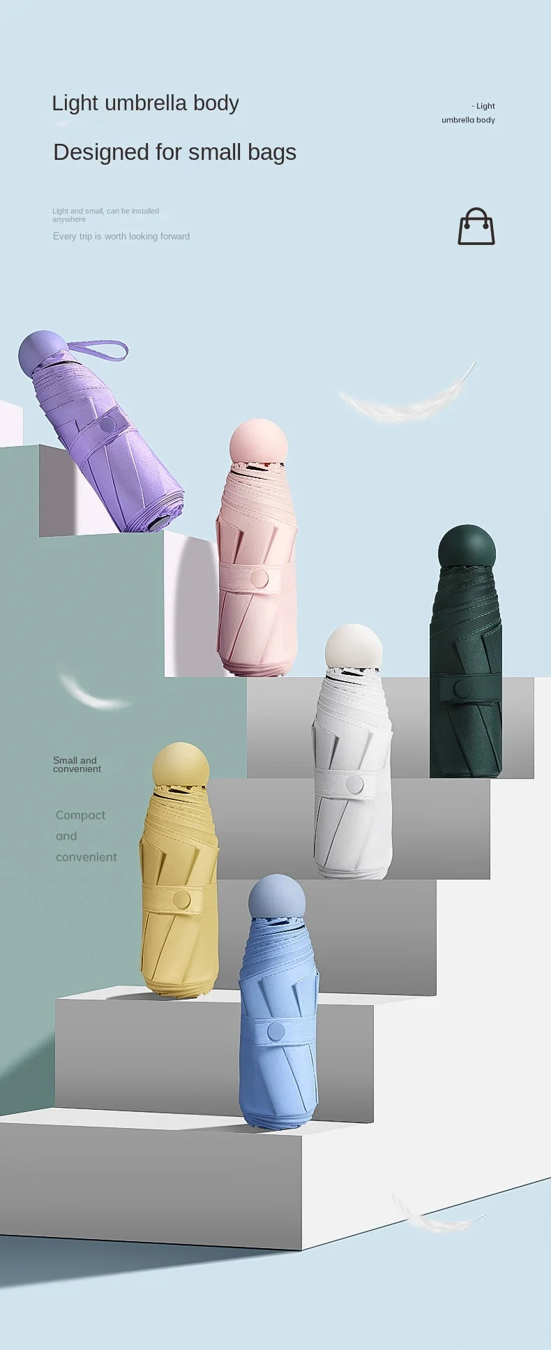 Mini Foldable umbrella UV protection Mini Sun Umbrella dual use portable box to store sunshade umbrella Mini umbrella zwq