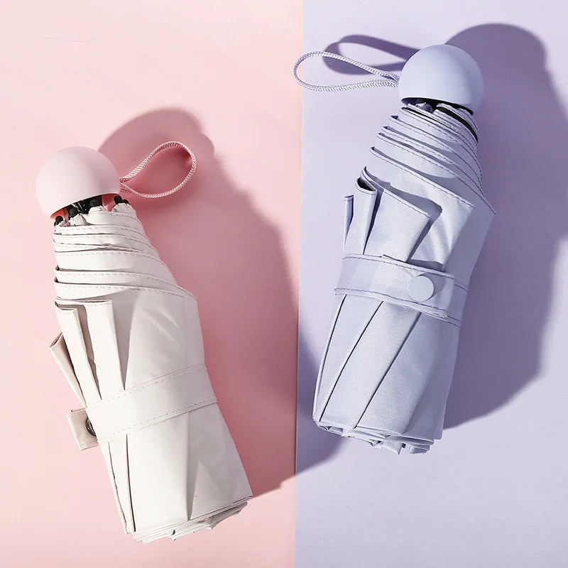 Mini Foldable umbrella UV protection Mini Sun Umbrella dual use portable box to store sunshade umbrella Mini umbrella zwq