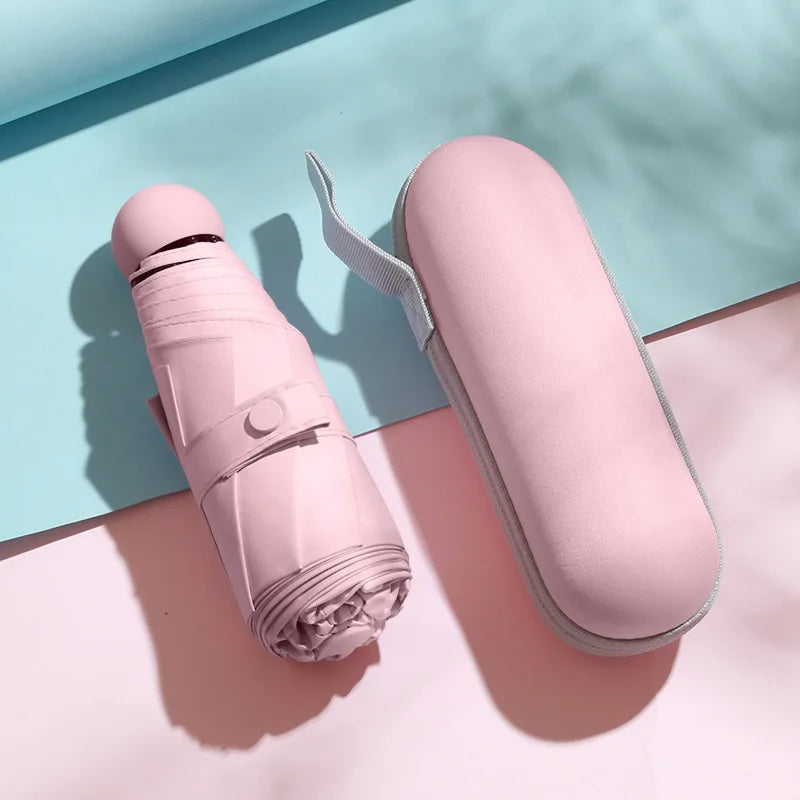 Mini Foldable umbrella UV protection Mini Sun Umbrella dual use portable box to store sunshade umbrella Mini umbrella zwq