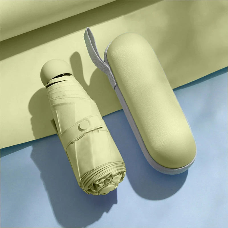 Mini Foldable umbrella UV protection Mini Sun Umbrella dual use portable box to store sunshade umbrella Mini umbrella zwq