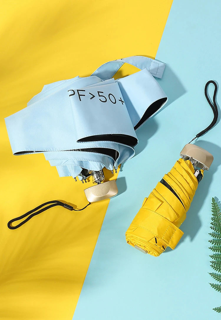 Mini Sunumbrella pocket Umbrella Vinyl folding UV protection sunshade pocket umbrella Capsule umbrella zwq