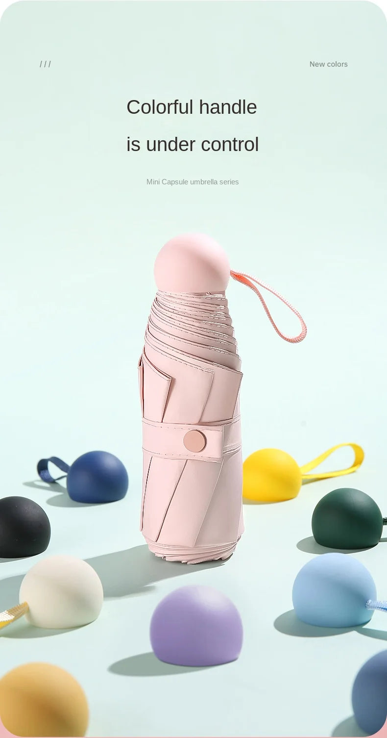 Mini Foldable umbrella UV protection Mini Sun Umbrella dual use portable box to store sunshade umbrella Mini umbrella zwq