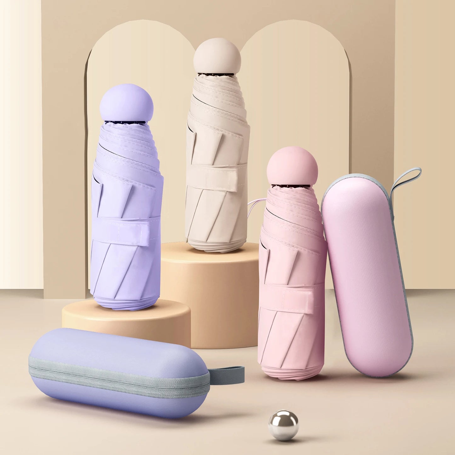 Mini Foldable umbrella UV protection Mini Sun Umbrella dual use portable box to store sunshade umbrella Mini umbrella zwq