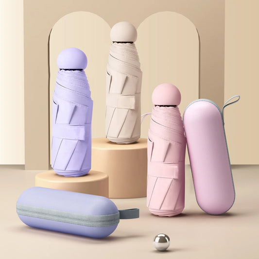 Mini Foldable umbrella UV protection Mini Sun Umbrella dual use portable box to store sunshade umbrella Mini umbrella zwq